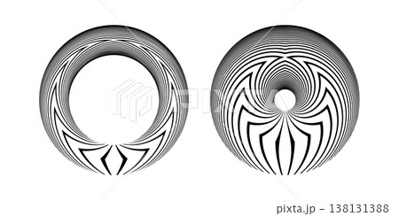 Abstract Circle Design Elements with 3D Illusion Effect. 138131388