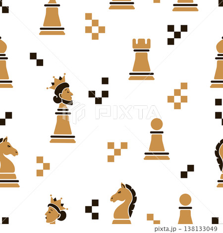 Chess pieces seamless pattern. Strategy game vector illustration Chess pieces seamless pattern. Strategy game vector illustration 138133049