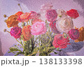 Abstract floral background with colorful flowers artistic texture. 138133398