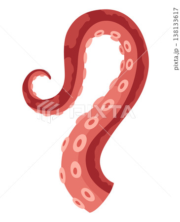 Octopus tentacles or sea squid icon. Spooky marine monster arm on white background. Vector cartoon underwater animal Octopus tentacles or sea squid icon. Spooky marine monster arm on white background. Vector cartoon underwater animal 138133617
