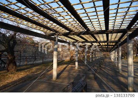 大阪城公園のベンチの風景 大阪城公園のベンチの風景 138133700