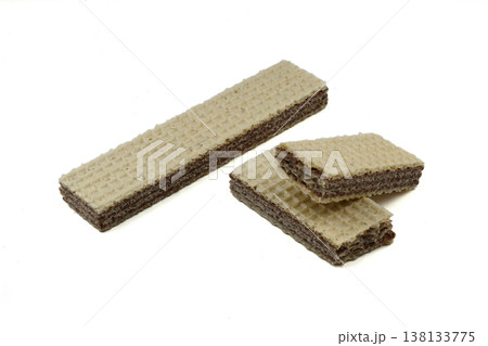 Long wafer stick with hazelnut cream isolated on white background 138133775