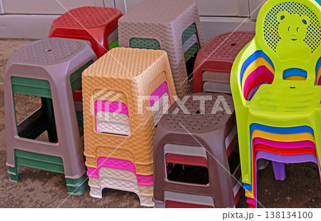 Plastic furniture outside on market 138134100