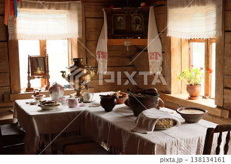 Inviting scene featuring homey breakfast setup and familial warmth Inviting scene featuring homey breakfast setup and familial warmth 138134161