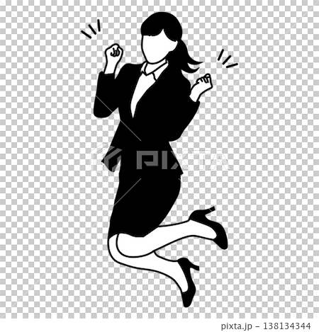 Silhouette illustration of a woman jumping for joy Silhouette illustration of a woman jumping for joy 138134344