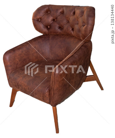 Retro brown leather armchair 138134440