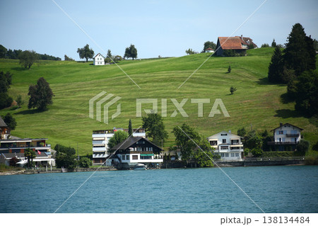Swiss Alps Landscape with Mountains and Lake Swiss Alps Landscape with Mountains and Lake 138134484