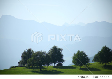 Swiss Alps Landscape with Mountains and Lake 138134627