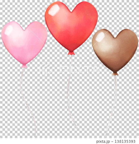 Heart-shaped balloon, Valentine's Day theme, watercolor illustration 138135393