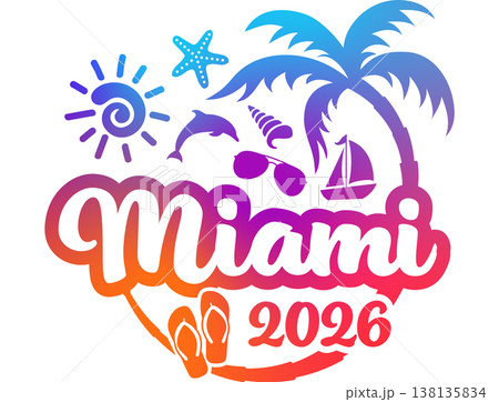 Miami Florida 2026 with Vacation and Trip Elements - Palm Tree Sunglasses Dolphin Miami Florida 2026 with Vacation and Trip Elements - Palm Tree Sunglasses Dolphin 138135834