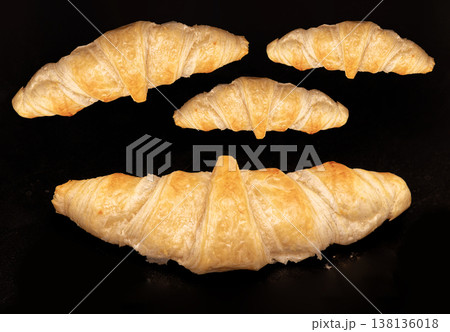 Butter croissants on metal tray Butter croissants on metal tray 138136018