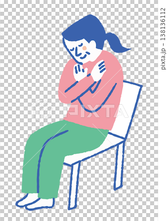 An elderly woman hunched over with rounded shoulders - color An elderly woman hunched over with rounded shoulders - color 138136112