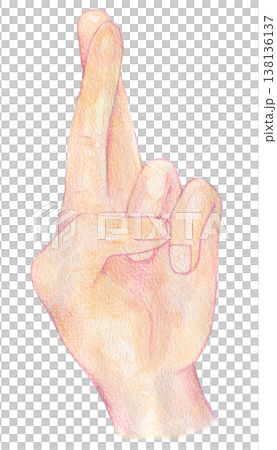 水彩イラスト　手描きイラスト　手のイラスト　幸運を祈る 138136137