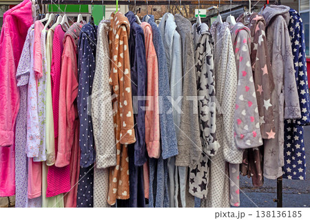 Second hand female clothes sold on flea market Second hand female clothes sold on flea market 138136185