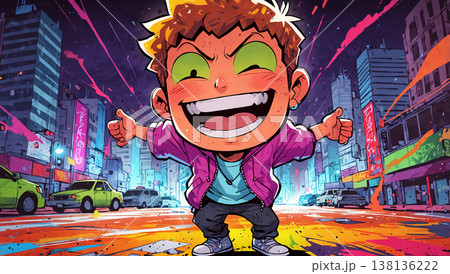 ピンクのジャケットの男　AI生成素材 138136222