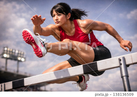 陸上競技　ハードル走 138136509