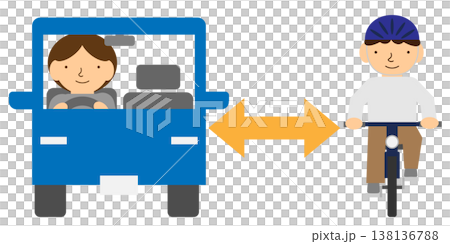 一張交通規則示意圖，展示了汽車超車時汽車與自行車之間的距離。 138136788