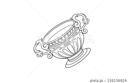 コップ座のコップの線画イラスト コップ座のコップの線画イラスト 138136924