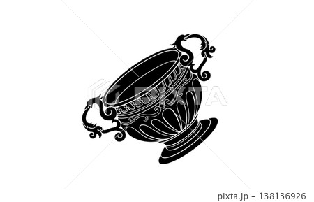 コップ座のコップの白黒イラスト（白色のアウトラインあり） 138136926