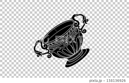 コップ座のコップの白黒イラスト（白色のアウトラインあり） 138136926