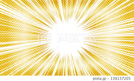 漫画の黄金色の集中線背景 138137205
