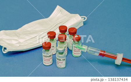 Covid-19 vaccines with syringe Covid-19 vaccines with syringe 138137434