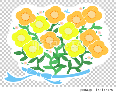 Blue flower illustration and white cloudy frame material (transparent PNG) decorative parts Blue flower illustration and white cloudy frame material (transparent PNG) decorative parts 138137470