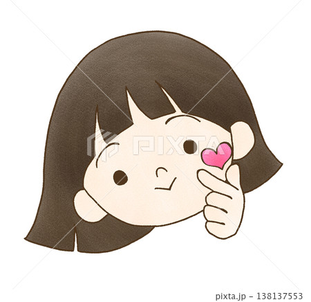 指でハートをつくる女の子の手描きイラスト 指でハートをつくる女の子の手描きイラスト 138137553