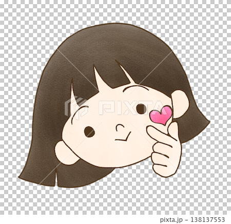 指でハートをつくる女の子の手描きイラスト 指でハートをつくる女の子の手描きイラスト 138137553