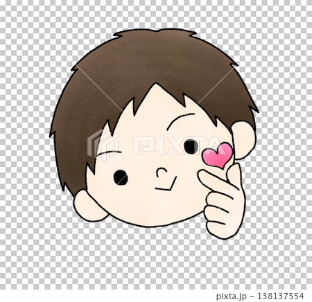 A hand-drawn illustration of a boy making a heart shape with his fingers. A hand-drawn illustration of a boy making a heart shape with his fingers. 138137554