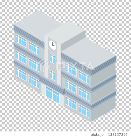 Illustrations of junior high and high school buildings 138137895