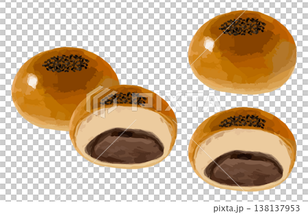 あんぱんセット(丸ごと、断面、盛り合わせ） 138137953