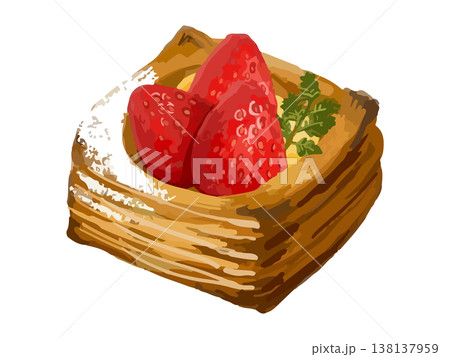 四角いいちごデニッシュ 138137959