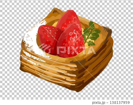 四角いいちごデニッシュ 138137959