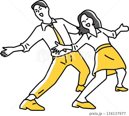 踊るように案内する男女社員 138137977