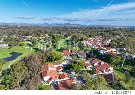 Aerial view video over a golf course in Solana Beach, San Diego, California Aerial view video over a golf course in Solana Beach, San Diego, California 138138077