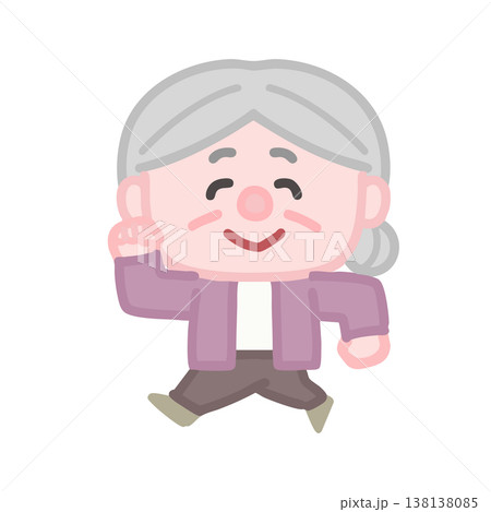 高齢女性のシンプルで可愛いイラストセット 138138085