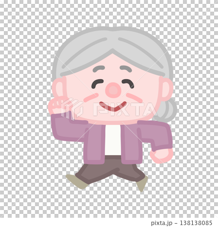 高齢女性のシンプルで可愛いイラストセット 138138085