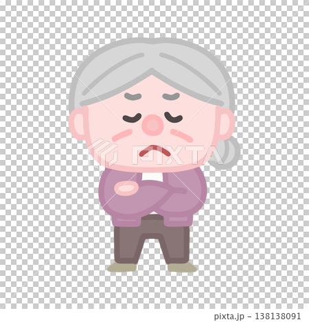 一組簡潔可愛的老年女性插畫。 138138091