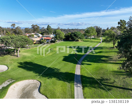 Aerial view video over a golf course in Solana Beach, San Diego, California Aerial view video over a golf course in Solana Beach, San Diego, California 138138119