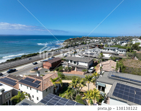 Aerial drone photo of Cardiff, West Coast of California, Encinitas, United States of America 138138122