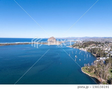 Aerial view Morro Bay, California, USA. Moro Rock is a granite dome rock formation in Sequoia National Park Aerial view Morro Bay, California, USA. Moro Rock is a granite dome rock formation in Sequoia National Park 138138191