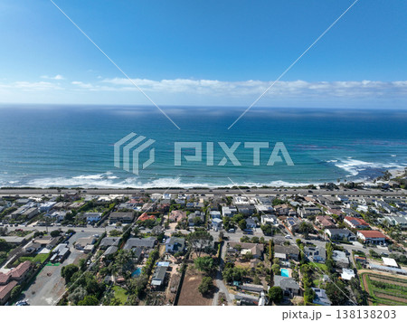 Aerial drone photo of Cardiff, West Coast of California, Encinitas, United States of America 138138203