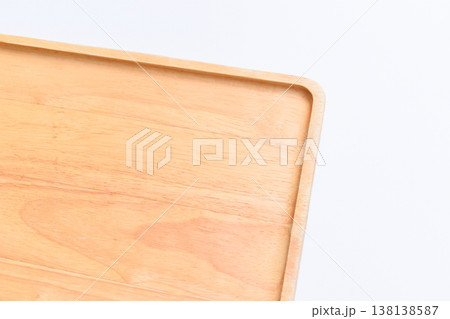brown wooden tray isolated on white background 138138587