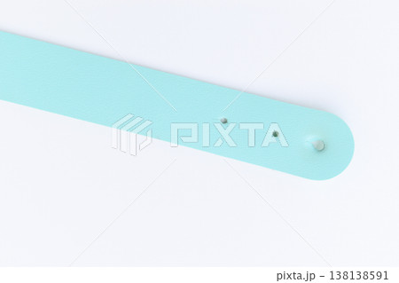 light blue leather strap isolated on white background 138138591