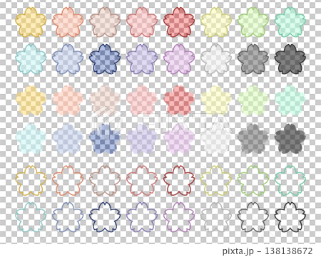 Cherry blossoms in 16 colors with a checkered pattern 138138672