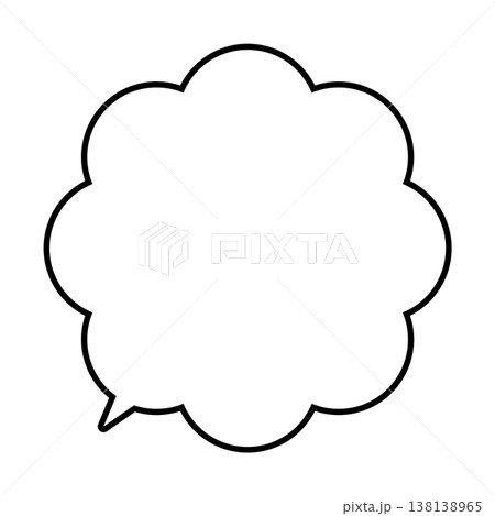 もこもこした雲形の吹き出し線画 138138965