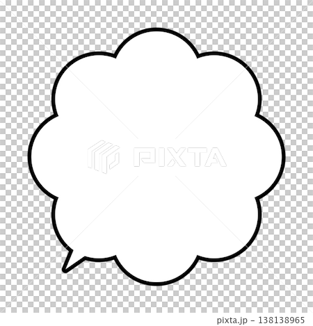 もこもこした雲形の吹き出し線画 138138965