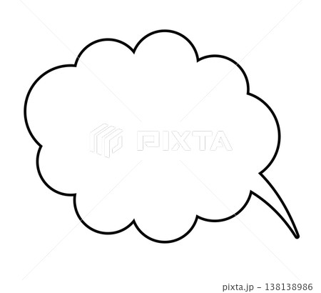 黒線で描かれた雲型吹き出しの線画 138138986