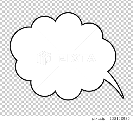 黒線で描かれた雲型吹き出しの線画 138138986